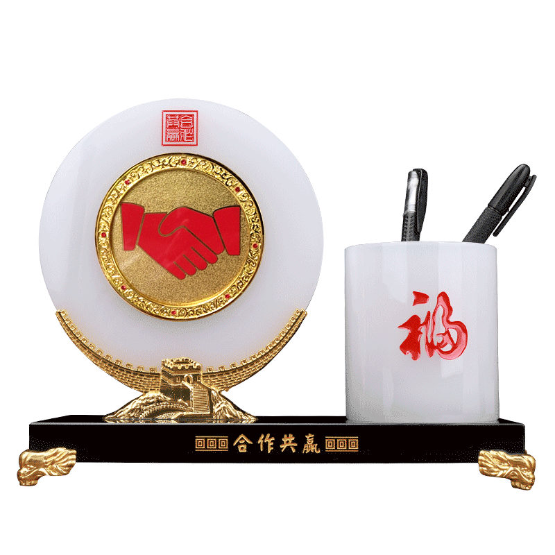 合作共赢办公室桌面笔筒