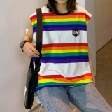 C319A-B30*P302025夏日浪漫彩虹背心T恤情侣现货印花宽松无袖T，男装背心/马甲，星座617A-1（原B318A）