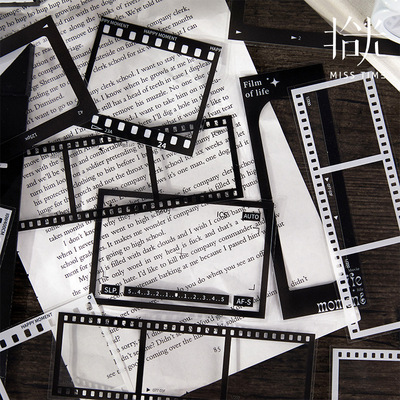 拾光时间印记拼贴卡贴纸包边框素材电影胶片diy手帐贴画不干胶