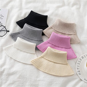 套头围脖女秋冬百搭保暖护颈椎围巾女弹力针织假领子毛线高领脖套