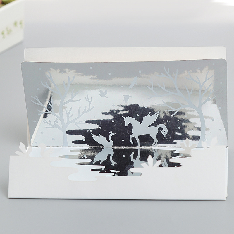 H-6梦幻镜面贺卡 韩国创意生日教师节感恩小卡片 带信封