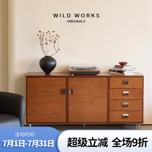 野作原创中古风马塞尔边柜实木玄关斗柜抽屉餐边柜卧室储物包豪斯