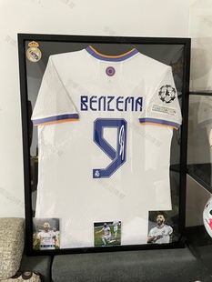 本泽马签名球衣裱框艺术装饰品框架足球服框球迷生日礼物