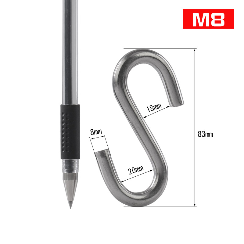 304不锈钢S型挂钩壁挂浴室厨房柜门 腊肉 窗帘无痕火腿衣钩M2-M10