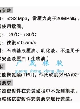 UPR液压U型油封UN 聚氨酯 UTS 404 410 415*440 445 450*W13 20 2