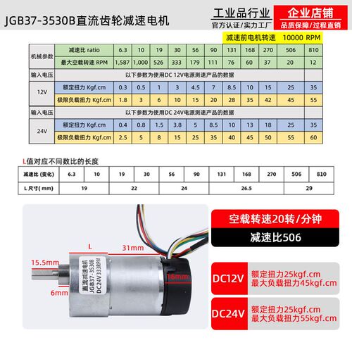 微型直流减速电机JGB37-3530B编码器带盖子12v24伏大扭矩可调速马