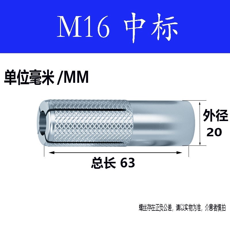 内膨胀螺丝大全水钻机内爆顶爆y2螺栓m8平爆304不锈钢螺母壁虎