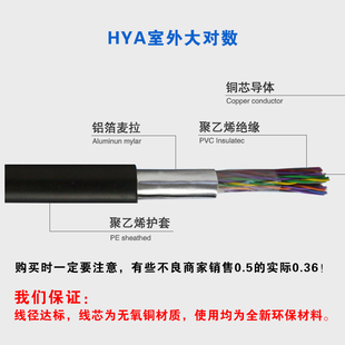 无氧铜室外通信大对数电缆HYA5 10 20 25 30 50 100 200对电话线