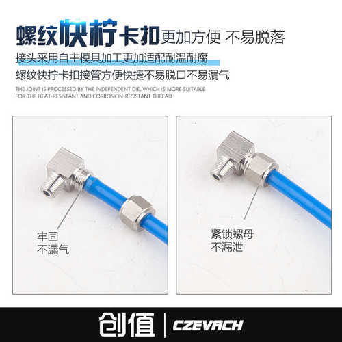 PU气管弯通接头304不锈钢螺纹直角快拧N-PL8-02卡套软管弯头接头
