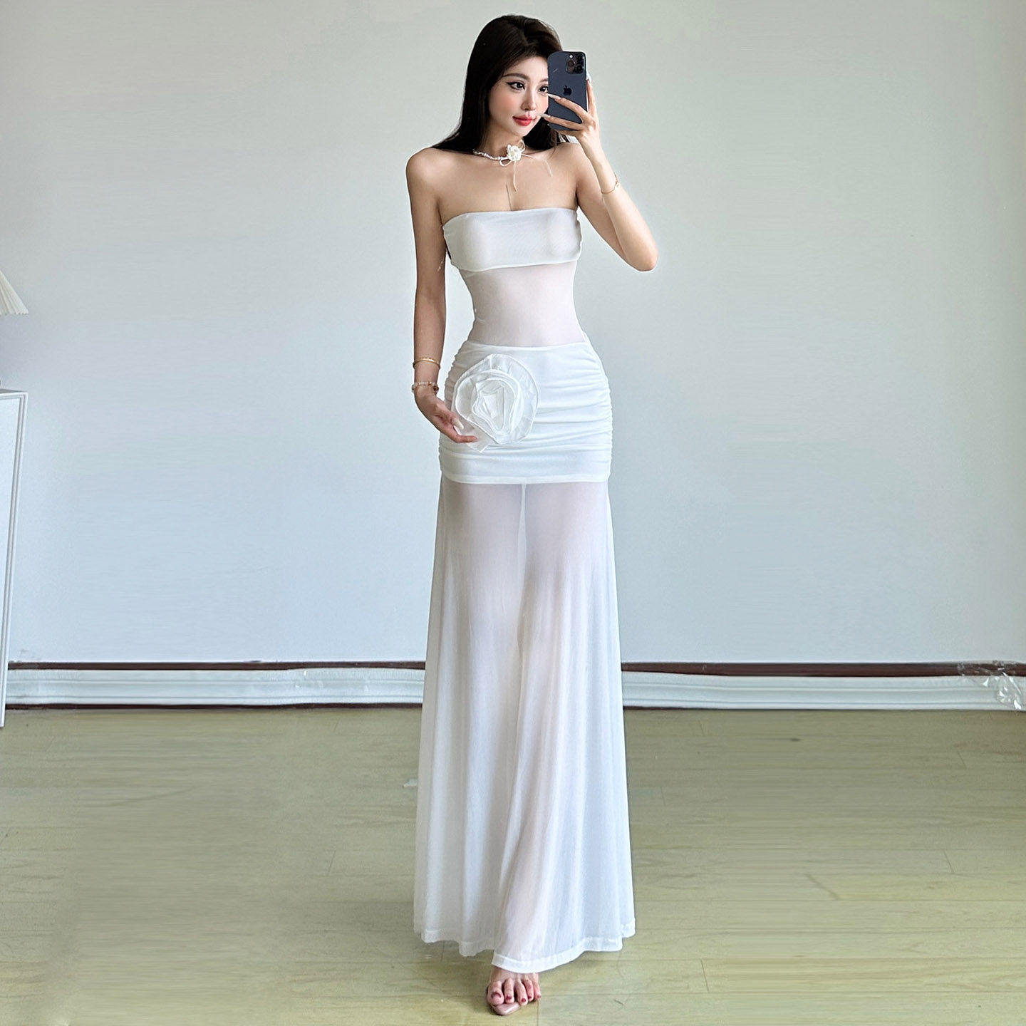 SEEYOULATER 度假风修身网纱露腰透视连衣裙基础简约性感抹胸长裙,女装/女士精品,连衣裙,淘宝优惠券,粉丝福利购,淘宝优惠卷