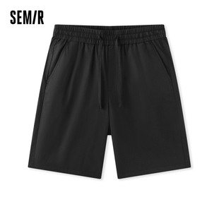 商场同款 宽松直筒五分短裤 森马休闲中裤 新款 纯色抽绳 男2024夏季