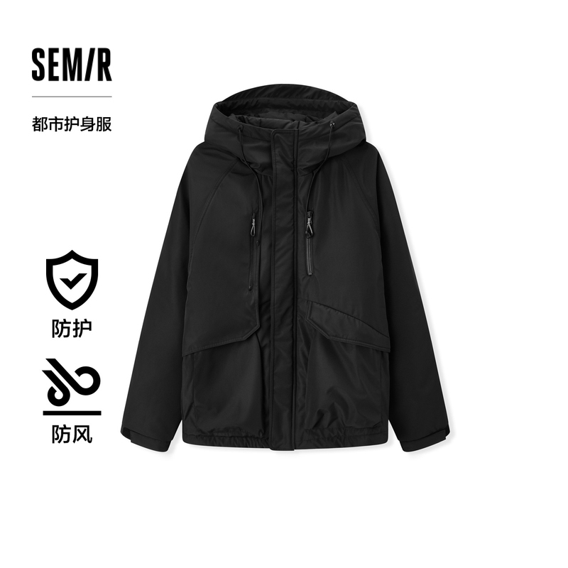 森马四防登山外套薄宽松连帽棉服