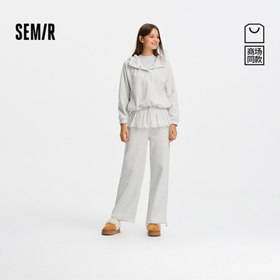 森马运动抓绒卫衣屁帘卫裤套装女