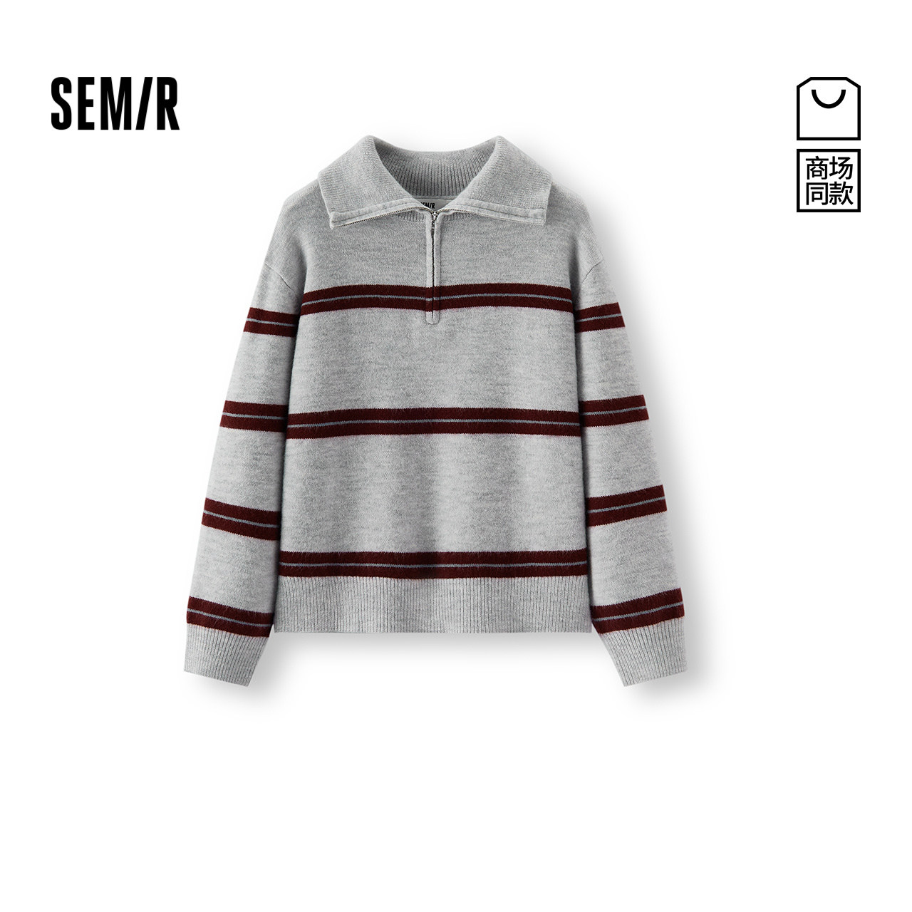 商场同款|森柔森马毛衣女冬宽松条纹半拉链2025新款休闲复古毛衫,女装/女士精品,毛针织衫,淘宝优惠券,粉丝福利购,淘宝优惠卷