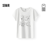 2025新款 夏墨点字母上衣个性 T恤女插肩袖 修身 商场同款 森马短袖