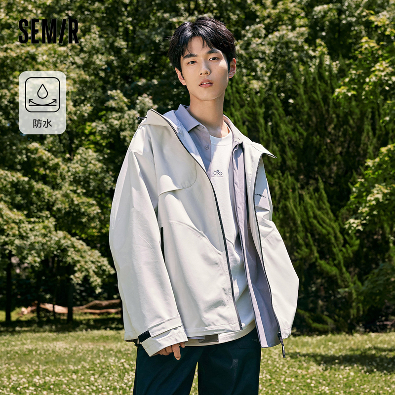 [商场同款]森马外套男2023秋季新款情侣时尚宽松潮上衣冲锋衣