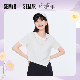 T恤女短款 时尚 bm风辣妹简约个性 新款 t恤潮流甜酷 2022夏季 森马短袖
