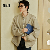 森马外套男2024秋季 夹克宽松纯色百搭上衣插肩袖 新款 潮流复古工装