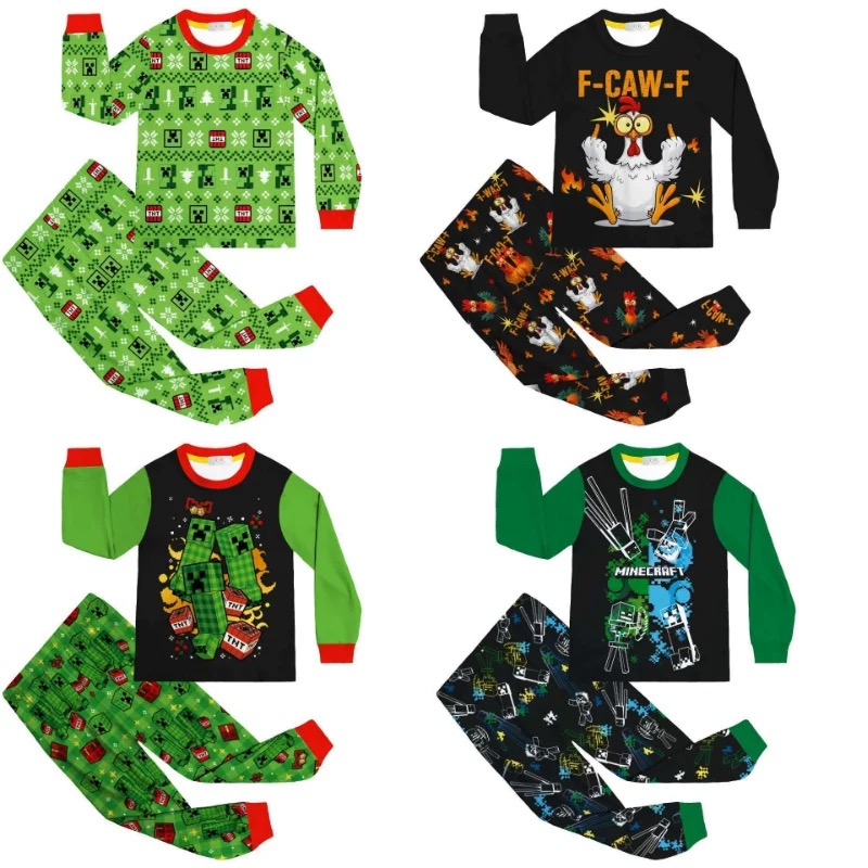 新款我的世界儿童cosplay游戏周边男童女童长袖长裤睡衣套装