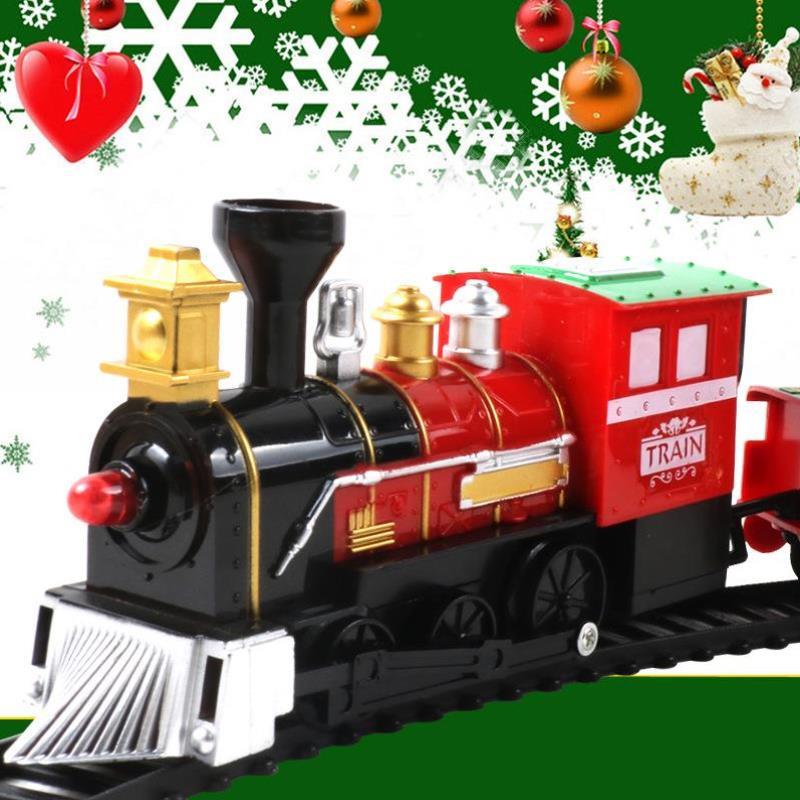 声乐灯光火车玩具外贸小男孩儿童跨境玩具车仿真圣诞电动轨道火车