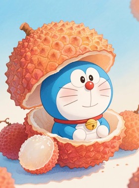 哆啦A梦荔枝可爱贴纸汽车贴卧室墙面遮丑自粘防水贴纸