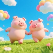 可爱小猪贴纸贴画浴室墙面装 饰电动摩托遮丑防水门贴纸装 饰