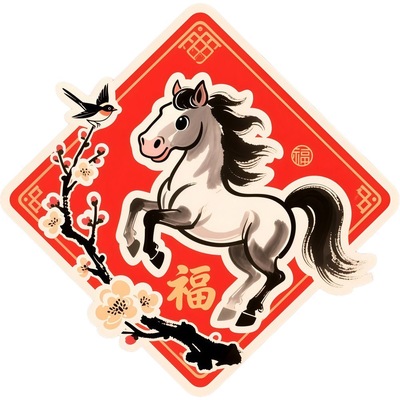 马到成功福气贴纸墙贴电动车宿舍冰箱贴出租房大号装饰自粘贴防水