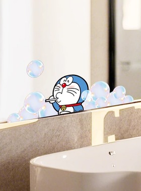 哆啦A梦镜子贴纸贴画装饰浴室小图案卫生间自粘遮挡神器高级感