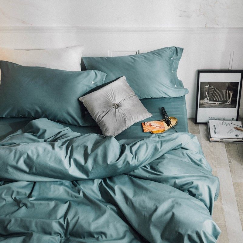 贡缎长绒棉全棉四件套简约纯色素雅纽扣设计纯棉被套床单床上用品|msdalam kategori seperai dan bantal, pakej peralatan tempat tidur/Sebuah keluarga empat/Keping kit - dari Buy2taobao.com untuk memberikan perkhidmatan ejen Taobao profesional membeli