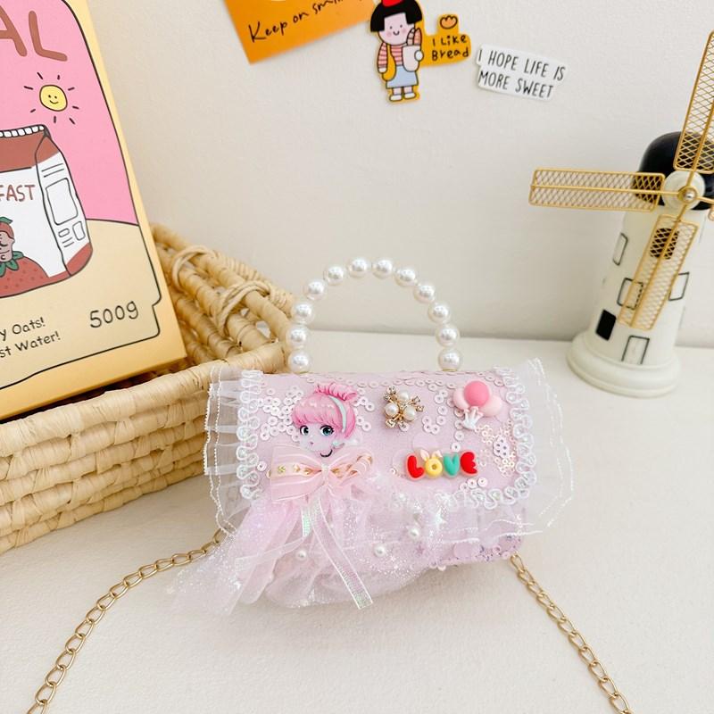 斜挎包洋气珍珠手提包女童手拎包