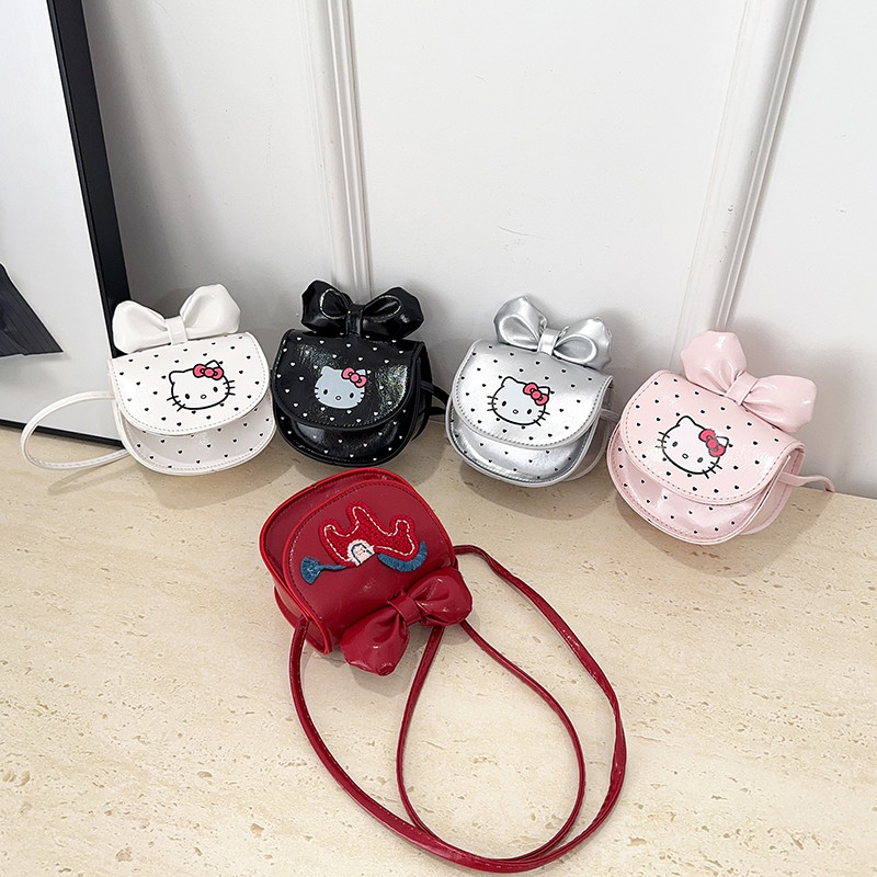 新款卡通Hello Kitty蝴蝶结儿童单肩斜挎包女童迷你小包