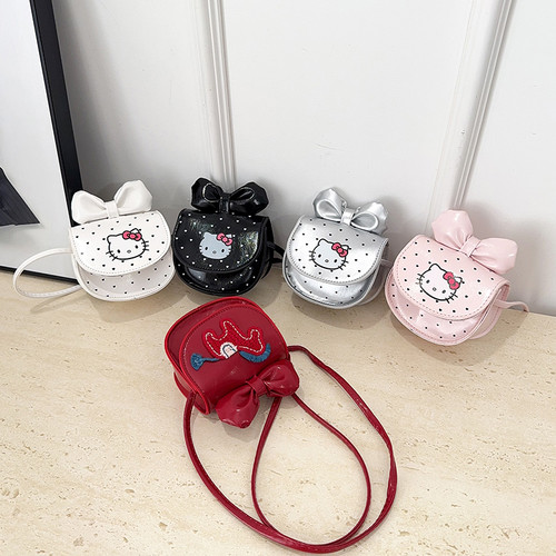 新款卡通Hello Kitty蝴蝶结儿童单肩斜挎包女童迷你小包