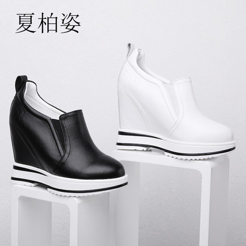 单鞋坡跟女鞋夏柏姿小白鞋