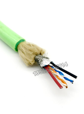 绿色雾面水密电缆2*2*24AWG+2*16AWG带屏蔽抗干扰PUR耐酸碱防腐蚀