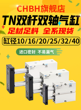 气动双轴双杆气缸小型双缸大推力TN25/32/40/16/20-10X50-30*100S