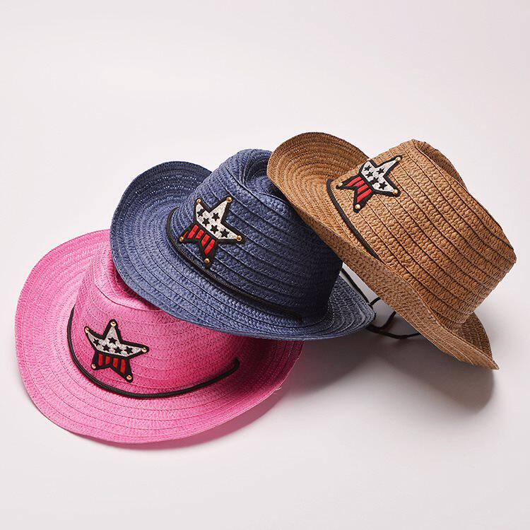 2019 summer Cowboy children Straw hat Boy girl Straw Visor man Sunscreen Hatin the Accessories/Leather belt/Hat/Muffler , Hat  category - from Buy2taobao.com to provide professional Taobao agent buy service