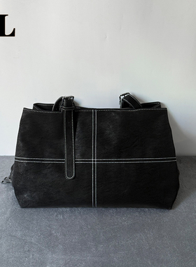 【DL 078】美式复古大容量车缝线设计感托特包学院风通勤百搭