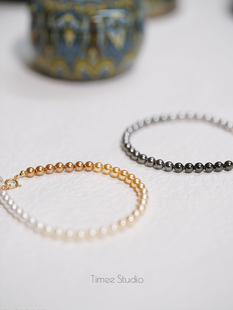 Timee恬觅 Lily 施家正圆强光简约百搭珍珠渐变手链手串磁吸扣