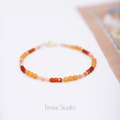 Timee恬觅 向晚 天然玛瑙黄玉金太阳银镀金手串手链女