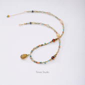 Timee恬觅 人间忽晚 天然黄玉和田玉琉璃14K美包项链锁骨链毛衣链