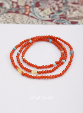 Timee恬觅 解忧 天然川料满肉南红多圈弹力手串手链项链少量高品