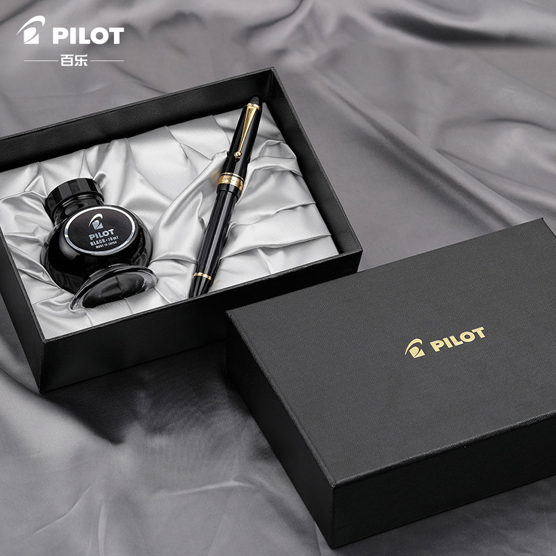 百乐贵客823钢笔套装礼盒套装办公送礼练字 活塞负压上墨14k金笔透明