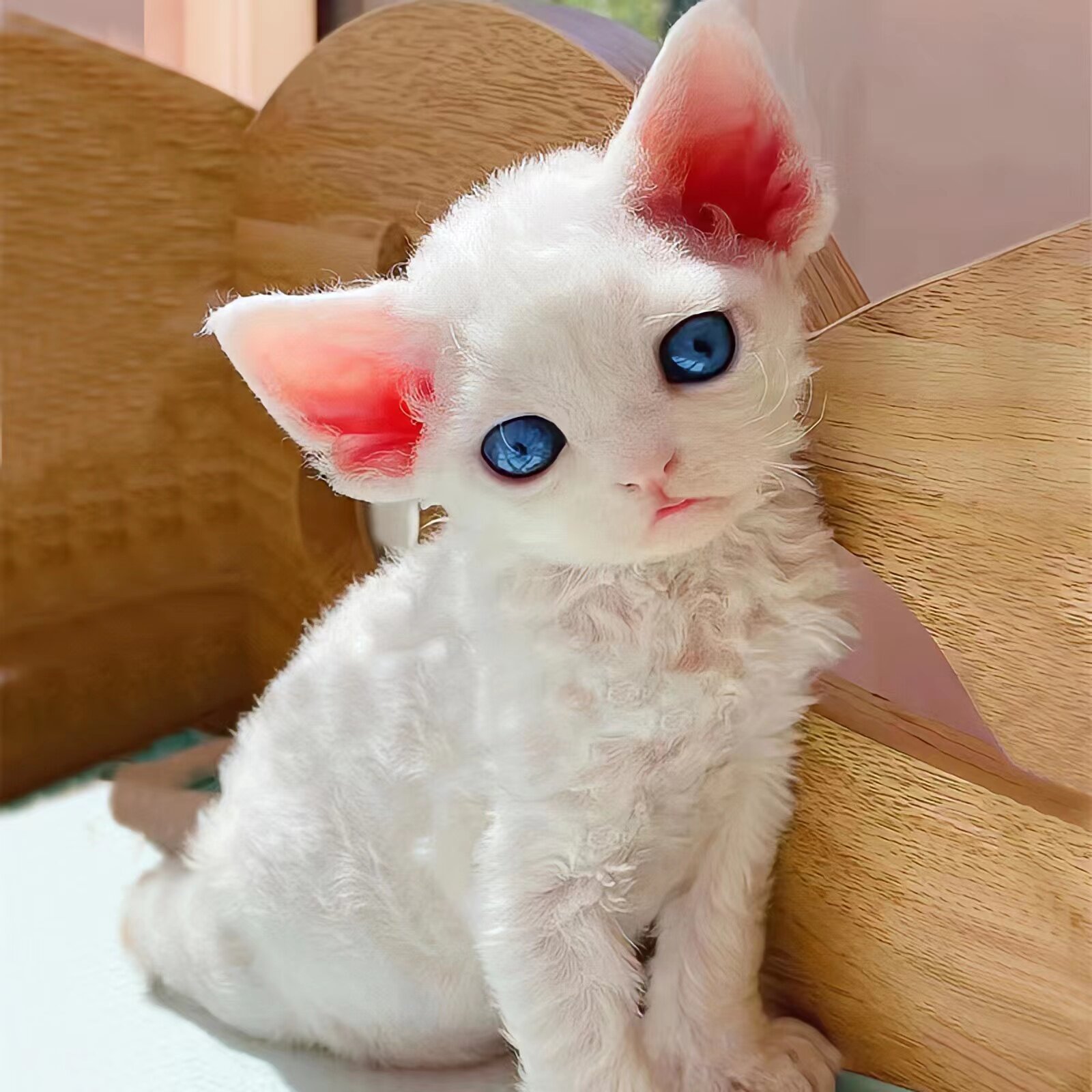 德文卷毛猫纯种活体幼猫蓝眼黑白高智商帝王猫赛级不掉毛宠物猫咪