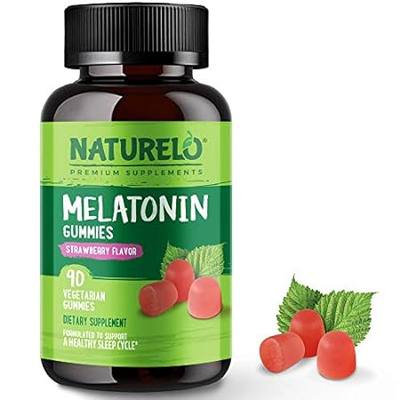 NATURELO Melatonin Gummies – Non-GMO， Gluten-Free， Soy Fr