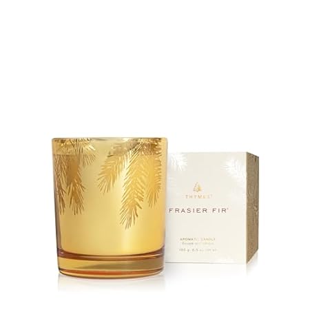 Thymes Frasier Fir Gilded Gold Candle - Scented Candle wi