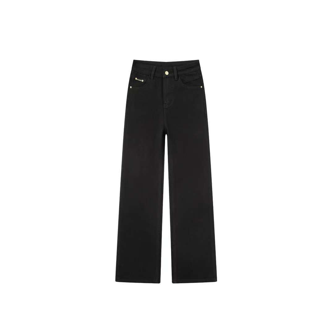 [MENGEN]2025年秋季典藏款-暗夜魅影-定制不掉色黑牛直筒牛仔裤女