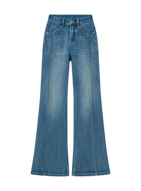 金典蓝|·欧若风360°四面弹高腰筒喇牛仔裤女百搭显高显瘦筒喇裤