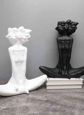 欧式树脂雕塑工艺品爆炸头轻奢创意家居客厅房间电视柜装饰品摆件