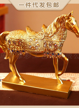 新中式办公桌摆件树脂工艺办公室客厅玄关酒柜家居马摆件装饰品