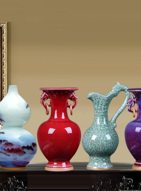 仿古钧瓷葫芦瓶景德镇陶瓷 花瓶窑变小花瓶陶瓷工艺品摆件